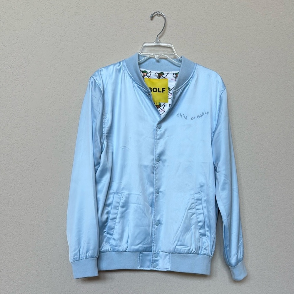 Golf Wang x Tyler The Creator “Child of Golf” Satin Blue Bomber Varsity Jacket